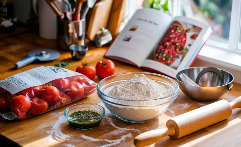 Step-by-Step Guide: Making Pizza Dough with 00 Flour, Whole Tomatoes, and Chimichurri