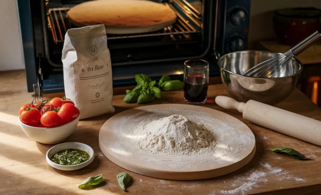 Elevate Your Homemade Pizza: A Recipe for Dough Using 00 Flour, Whole Tomatoes, and Chimichurri