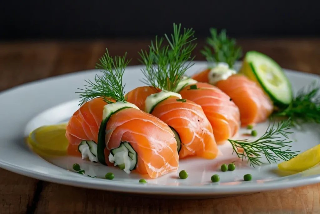 chatelaine smoked salmon roll on cucumber recipe