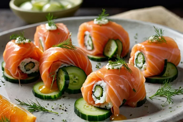 chatelaine smoked salmon roll on cucumber