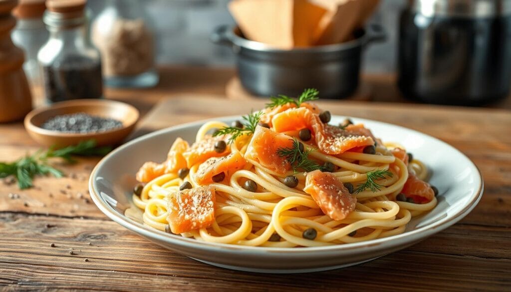 Gourmet smoked salmon pasta