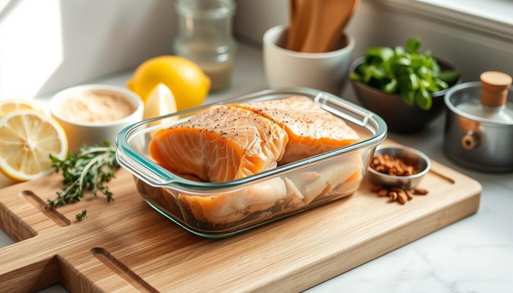 Storing cooked salmon