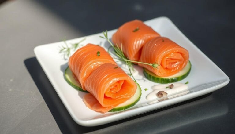 chatelaine smoked salmon roll on cucumber recipe