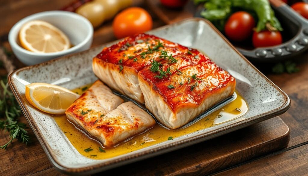 pan-seared salmon belly